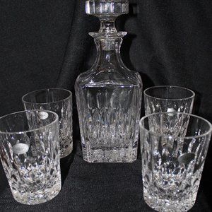 Gorham crystal decanter and rocks glasses